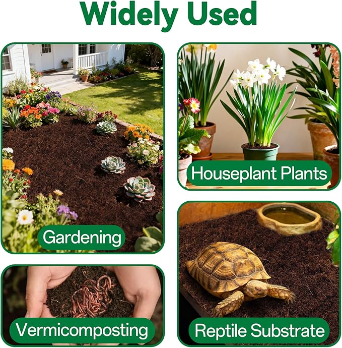 ZeeDix 6 Pcs Coco Coir Brick for Plants, 100% Organic Coconut Coir Bricks with Low EC and pH Balance, Compressed Coconut Husk Bricks for Gardening, Planting, Organic Potting Soil, High Water Retention