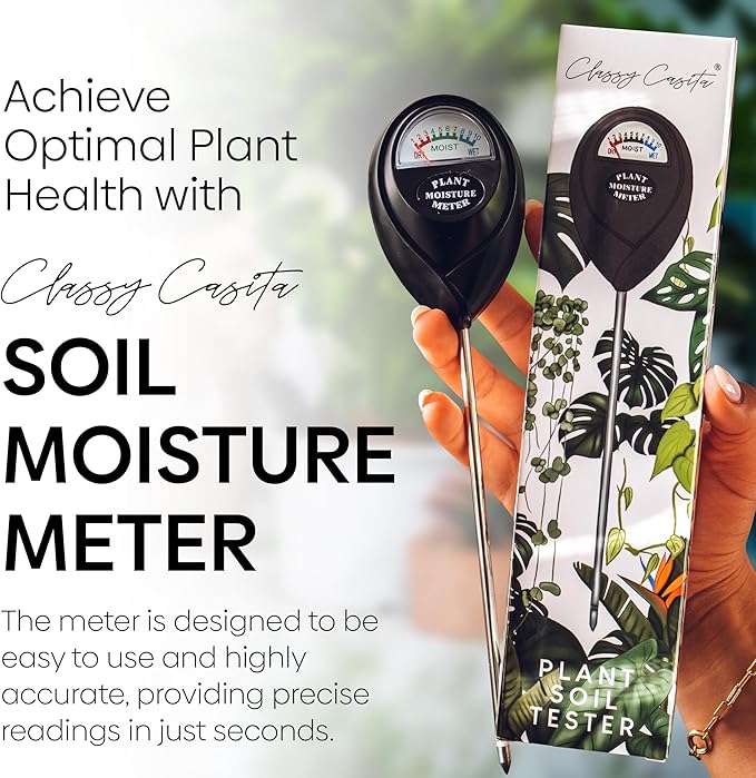 Classy Casita Plant Care Bundle: Sticky Traps, 24-Pack Plant Sticky Traps & Soil Moisture Meter for Indoor & Outdoor Plants w/Plant Watering & Care eBook, Black