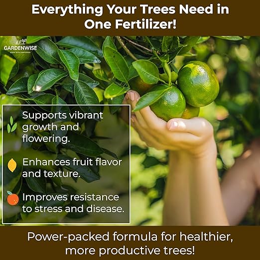 GARDENWISE Professional Citrus Fertilizer + Vital Micronutrients; Perfect Balanced NPK for All Citrus; for Indoor and Outdoor Plants; Orange, Lime, Avocado and Lemon Tree Fertilizer (3 QUARTS)