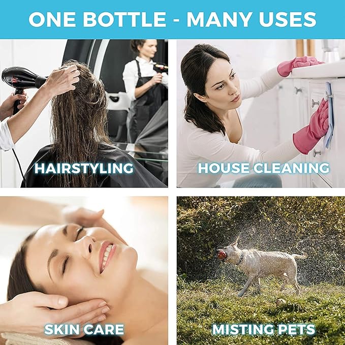 Hair Spray Bottle Continuous Water Mister Bottle Empty Ultra Fine for Hair Styling, Pets, Plants, Cleaning, Misting & Skin Care, Salons, for Taming Hair in Morning, Curly Hair, Essential Oil