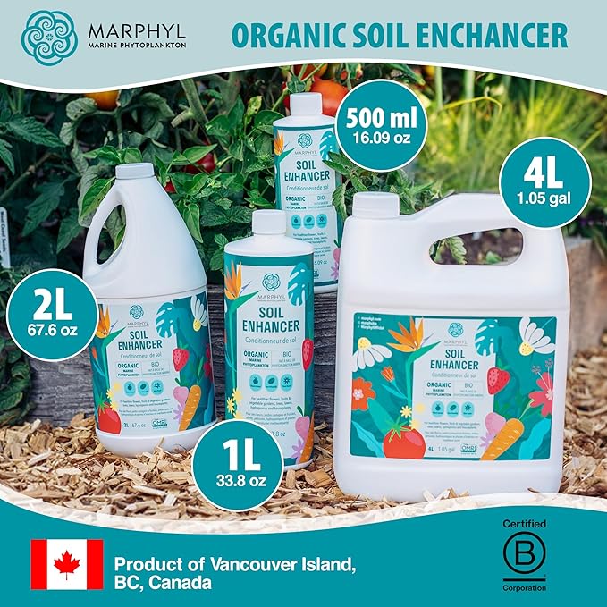 MARPHYL Plant Fertilizer Houseplants and Garden - Marine Phytoplankton Soil Improver and Hydroponic Fertilizer for Grasses, Bamboo, Succulents, & Vegetables - Organic Plant Liquid (Pack of 2)