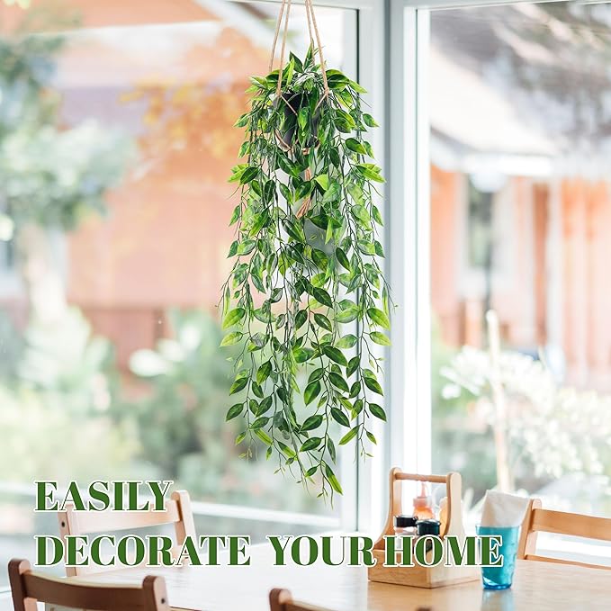Der Rose 1Pcs Small Fake Hanging Plants Artificial Pea Pod Faux Hanging Plants Indoor for Home Room Shelf Bookshelf Decor