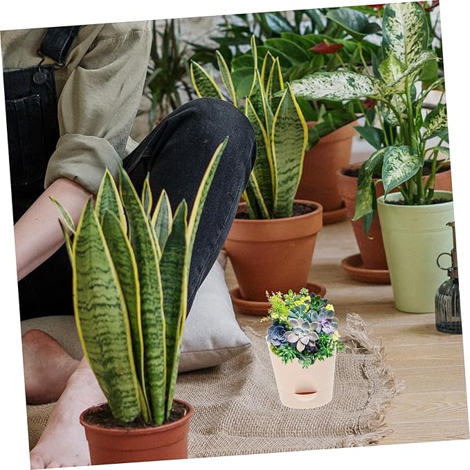 GANAZONO Self-Watering Planters Decorative Plant Pots Automatic Flower Pots for Set of 2