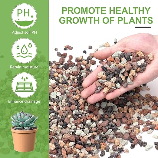Pulovin 2.5lbs Mix Horticultural Lava Rocks for Plants, 1/5 Inch Potting Soil Amendment for Succulents, Cacti, Bonsai, Decorative Gravel Plant Drainage Volcanic for Terrarium, Top Dressing