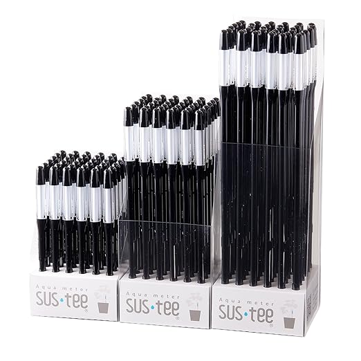 Sustee Aquameter - Large - Black - Bundle of 36 - Leave-in Soil Moisture Meter for Potted Plants - Plant Water Sensor - Refillable