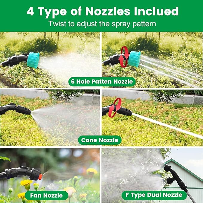 Battery Powered Sprayer 2 Gallon, 2026 Upgrade Electric Sprayer with 3 Adjustable Speed, Battery Indicator, 4 Mist Nozzles, Rechargeable Retractable Wand with Adjustable Shoulder Strap for Lawn Garden