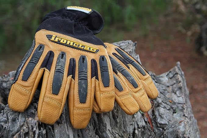 Ironclad Ranchworx Work Gloves RWG2, Premier Leather Work Glove, Performance Fit, Durable, Machine Washable, (1 Pair), RWG2-03-M,Brown/Black