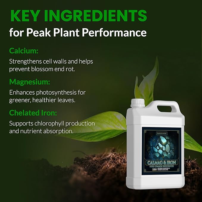 Humboldts Secret CalMag & Iron | Calcium, Magnesium & Chelated Iron Nutrient Fertilizer | Hydroponic Supplies for Vegetative & Flowering Growth in Soil, Coco, Hydroponics or RO Water | 32 Ounce
