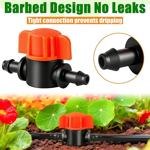30 Pack 1/4" Drip Irrigation Shut Off Valves, Drip Line Shut Off Switch Valve for 1/4 Inch Drip Irrigation Tubing Water Flow Control In-Line Valve for Garden Drip Systems