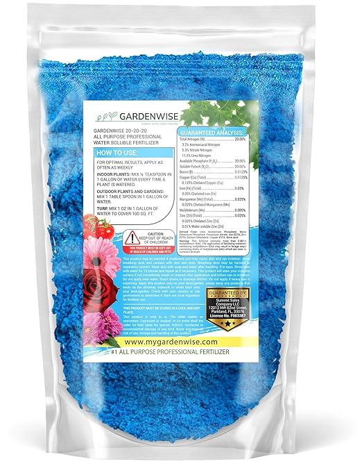 Gardenwise 20-20-20 Water-Soluble Fertilizer – Powder for Liquid Plant Food for Indoor & Outdoor Plants, Orchids, Vegetables, Lawns, Flowers – 20 20 20 Fertilizer 2 Quarts (4 lbs)