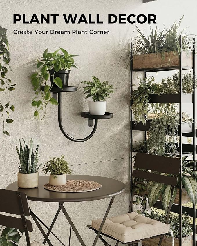 Bamworld Wall Planters for Indoor Plants Wall Plant Holder Plant Wall Shelves Metal Hanging Planters for Indoor Plants Window Plant Shelves Plant Hanger Indoor Plant Decor Black