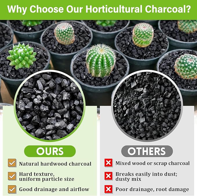 Legigo 8QT All Natural Horticultural Charcoal- Activated Hardwood Plant Charcoal for Soil Amendment, Conditioning Bonsai Soil, Succulent Soil, Terrarium Supplies, Indoor Plant Potting Soil