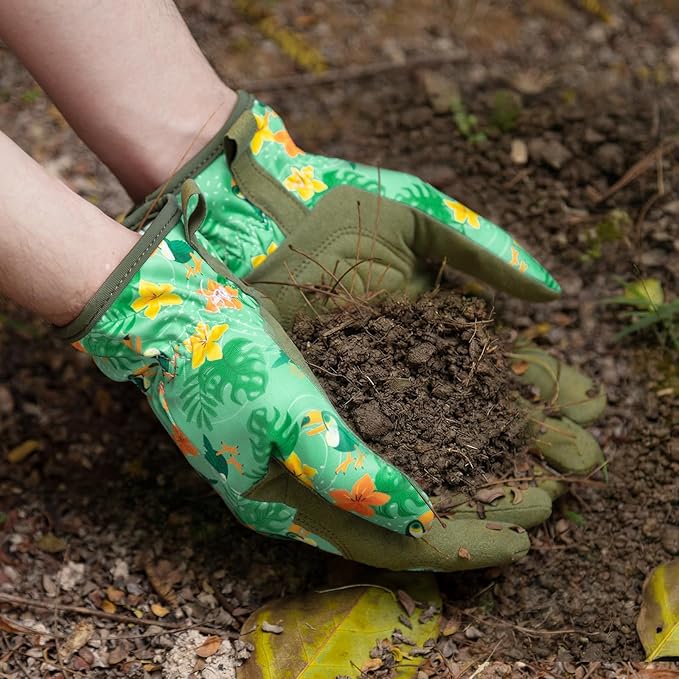 Baidast Gardening Gloves for Women, Breathable Leather Garden Gloves with Grip, Thorn Proof Work Gloves