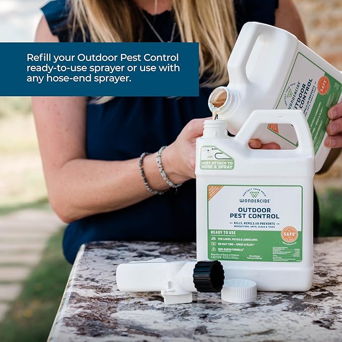 Wondercide - Outdoor Pest Control Spray Concentrate with Natural Essential Oils - Mosquito, Ant, Roach, and Insect Killer, Treatment, and Repellent - Safe Around Pets, Plants, Kids - 32 oz