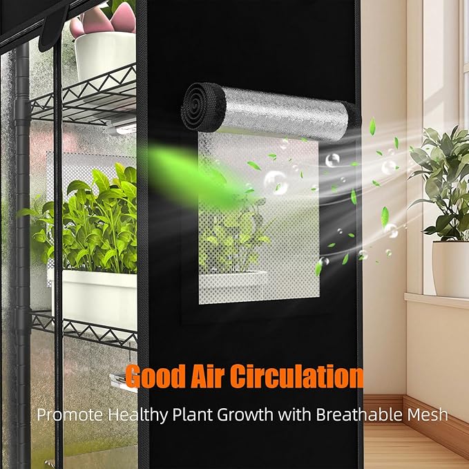 Indoor Greenhouse with Grow Light, 5 Tier 15.7" L×11.8" W×62.3" H growtent with Lights, with 48W Full Spectrum Growing Lamps，Metal Indoor Plant Enclosure for Seed Starting