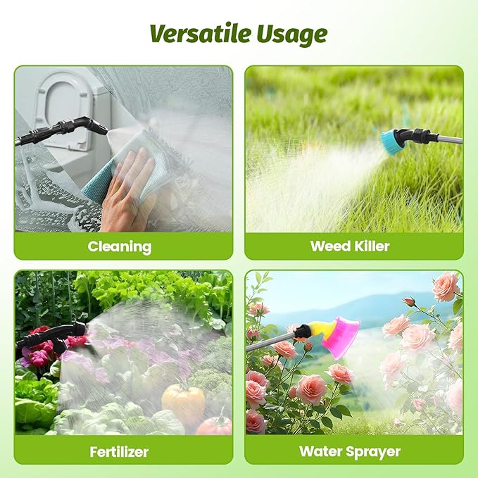 Battery Powered Backpack Sprayer 3.2Gallon, Electric Sprayer with 3-Adjustable Sprayings, Battery Indicator, 5 Nozzles, 41" Retractable Wand, Rechargeable Garden Sprayer for Weed, Lawn&Yard