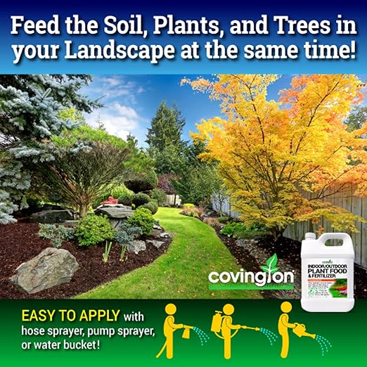 Covington Plant Food & Fertilizer Concentrate for Indoor (32 oz) Outdoor Plants and Soil - Liquid Food for Healthy Soil and All Types of Plants, Just Mix with Water