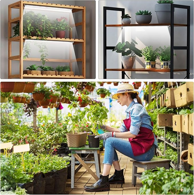 SDOVUERC 4 Bars Grow Light Strips for Indoor Plants with Auto ON/Off Timer 6/12/18H, 5 Dimmable Levels for Shelves Plant Growing(Pack 1)