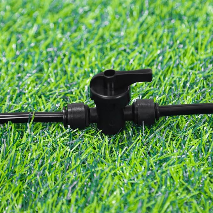 1/4 Inch Drip Irrigation Shut Off Valve Fittings, 6 Pieces Push-to-fit Micro Shutoff Valve Connectors for 1/4" Irrigation Tubing Leak Free Drip Line On Off Switch Parts Regulate Water Flow