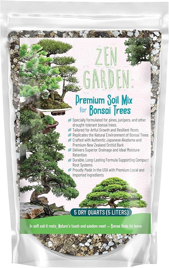 GARDENWISE Zen Garden Bonsai Soil Mix – Fast-Draining & Organic for Junipers, Pines, and Drought-Tolerant Bonsai Trees – Handcrafted in The USA with Japanese Akadama & Pumice (10 quarts)
