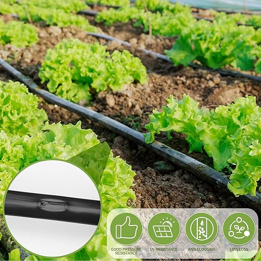 Tondiamo 250' 5/8 Inch Drip Tape Irrigation Tubing Kit 8 Mil 6" Spacing Garden Hose Watering Tube Line Automatic Equipment for Garden Irrigation System Farms, Landscape, Lawn