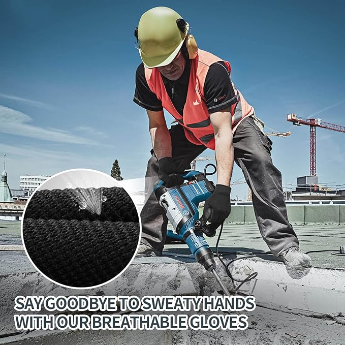 OZERO Work Gloves for Men Women: Mechanic Glove Touchscreen Firm Grip Dexterity Light Duty Gloves for Gardening Construction