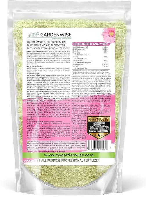 GARDENWISE 0-50-30 Universal Premium Bud and Bloom Booster Increases Flowering & Yield, for Use in Soil and Hydroponics, Super Concentrated Flower Fuel (1 LBS)