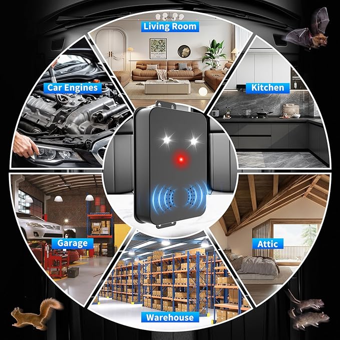 2026 Upgraded Rodent Repellent for Car Engines Mouse Repellent Ultrasonic Pest Control Repeller for Squirrel Rat Battery Operated Repellent Under Hood Keep Rodent Out of Car, Attic, Garage, 2 Pack