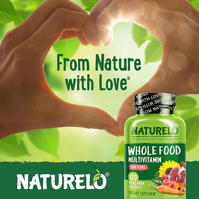 NATURELO Multivitamins for Teenage Girls/Boys, 120 Capsules, Whole Food Multivitamin with Minerals, Non-GMO, Vegetarian