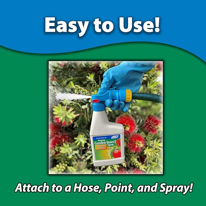 Monterey Garden Insect Spray - Organic Gardening Control of Foliage Feeding Worms, Thrips, Leafminers - 1 Pint Ready to Spray, Attaches to Garden Hose