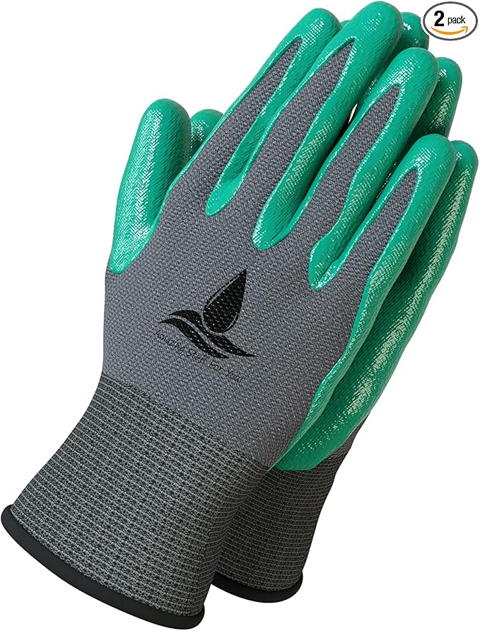 Garden Gloves Women and Men 2 pairs, Super Grippy Texture for Gardening and Work Activities - S,M,L Sizes (Large)