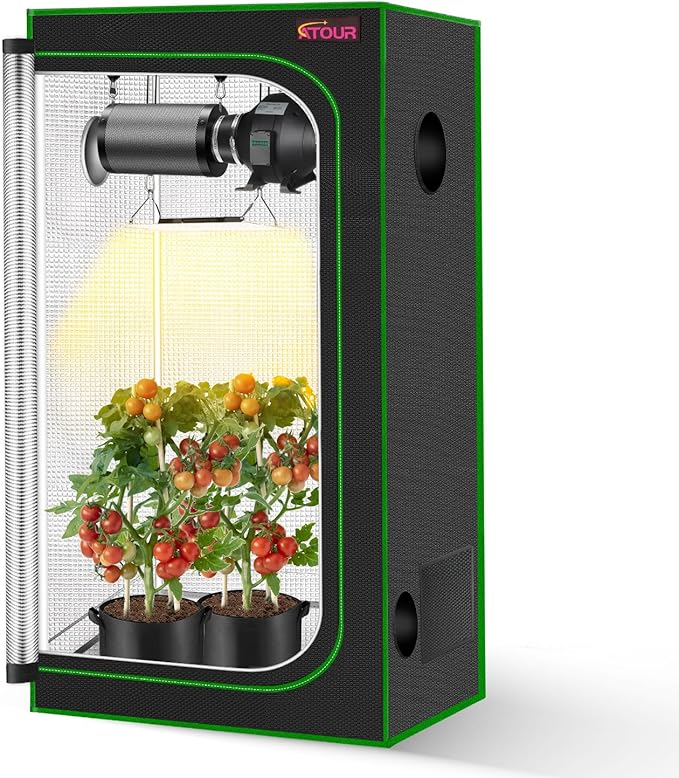 ATOUR 34”x34”x72” Grow Tent, Reflective 600D Mylar,Hydroponic Grow Tent with Observation Window and Floor Tray for Indoor Plant Growing 3’x3’