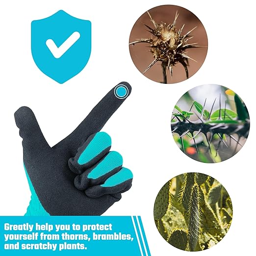DT 6 Pairs Garden Gloves, Work Gloves with Latex Coating, Pink & Blue, Medium, for Gardening, Yard Work