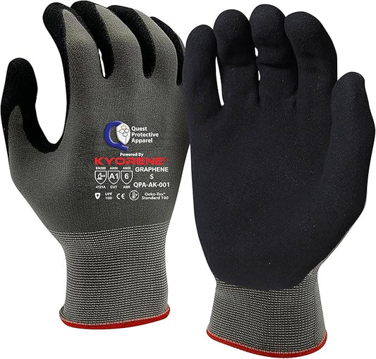 Quest Protective Apparel Cut Resistant Work Gloves (ANSI A1) – Lightweight Graphene Gloves for Gardening, DIY, Mechanical & General Handling – Breathable Grip Gloves for Men & Women – Small, Pack of 1