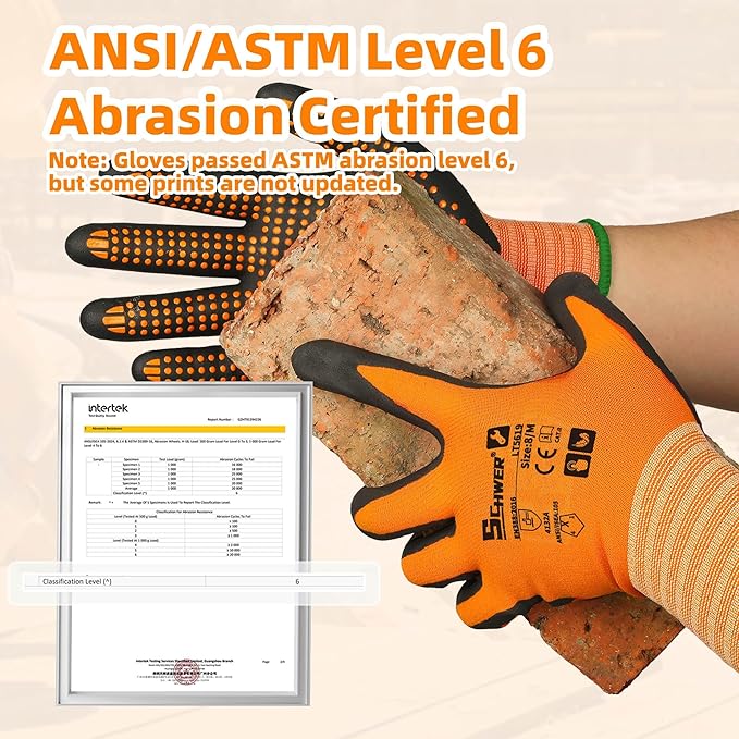 Schwer 24 Pairs Safety Work Gloves MicroFoam Nitrile Coated, Certified Level 6 Abrasion Resistant Gardening Gloves with MicroDot Grip, Touchscreen, General A1 Cut Resistant Glove, LT5619, XL