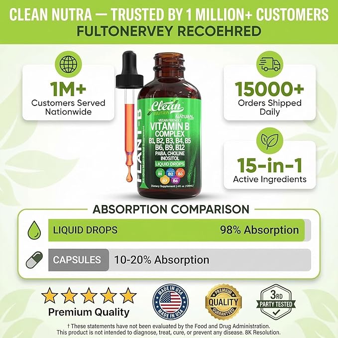 Vitamin B Complex Liquid Drops Plant-B by Clean Nutra