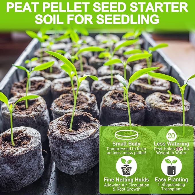 Legigo 200 Pcs 30mm Seed Starter Peat Pellets Pods for Seedlings- Compressed Seed Starting Pellets Seed Starter Pods Plugs Soil Peat Pods for Starting Seeds, Garden Planting Herb Flower Vegetables