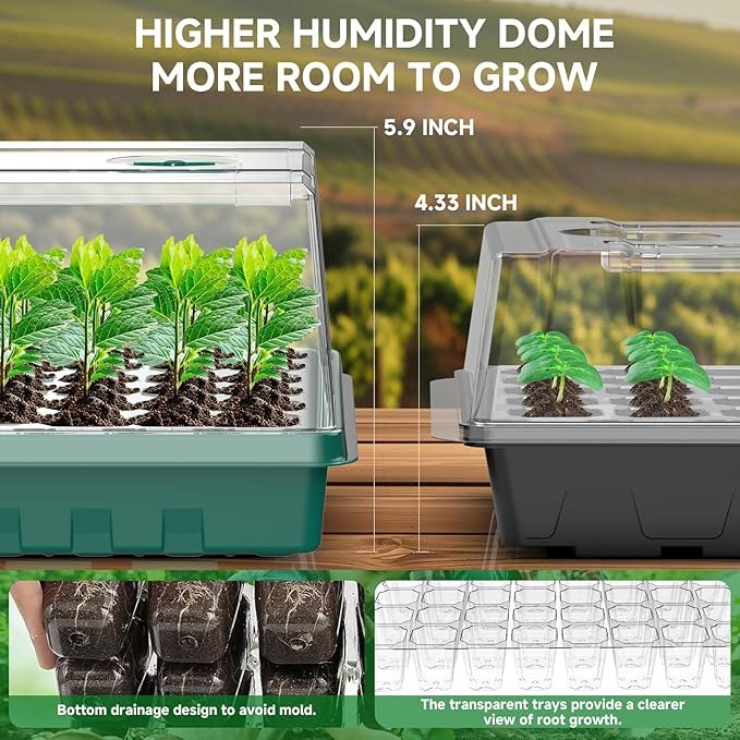 Seed Starter Trays with Grow Lights, Color Change Grow Lights for Seed Starting Kit, 3 Timming Set, Indoor Plant Growing Kit for Gardeners, Germination Trays Kits, Gardening Gifts (4)