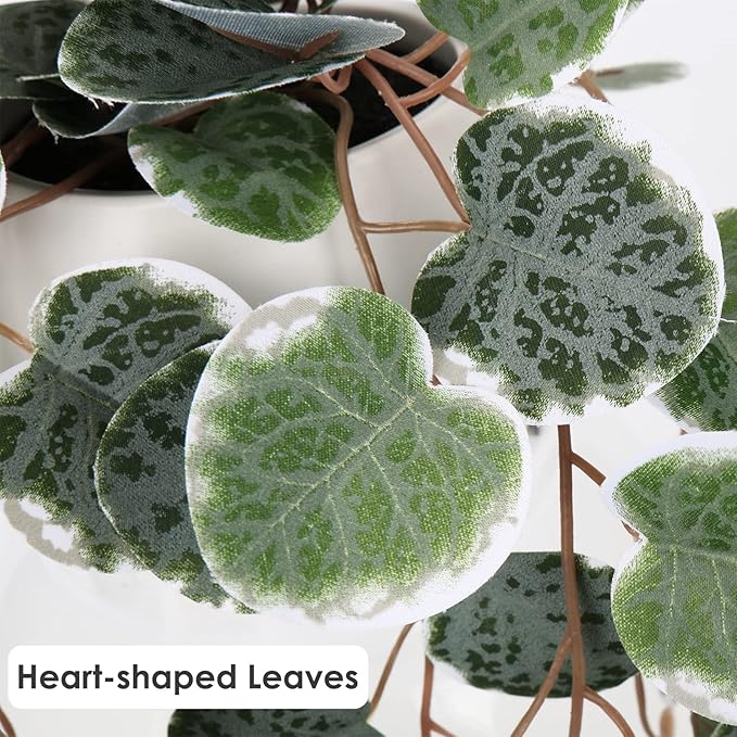 Briful Artificial Hanging Plants with Pot 17'' Fake String of Heart Vines Plants Faux Hanging Greenery for Home Room Office Garden Balcony Patio Front Door Hanging Decor