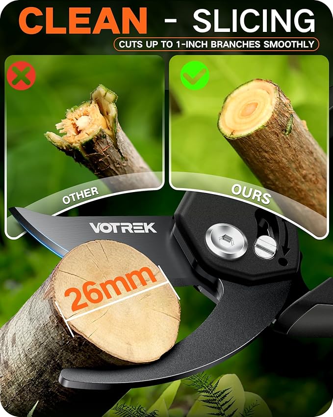 8.5" Pruning Shears for Gardening, 【Unique Stepless Handle Opening】Professional Bypass Garden Clipper, Heavy Duty Plant Pruners for Branch 【SK5 Steel Blades】【All Hand Sizes】, Classic Black