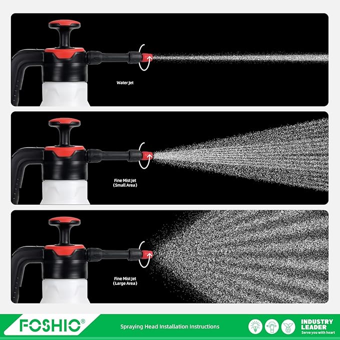 FOSHIO 0.4 Gallon Garden Pump Sprayer, 1.5L Portable Hand Pump Pressure Water Spray Bottles with Adjustable Nozzle Trigger Lock Sprayer for Home, Lawn and Car Detailing