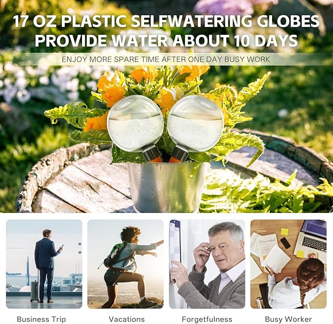 4 Pcs Self-Watering Planter Insert Self-Watering Planter Globes with Slow Release Water Control for Indoor & Outdoor Plants (4, Globe)