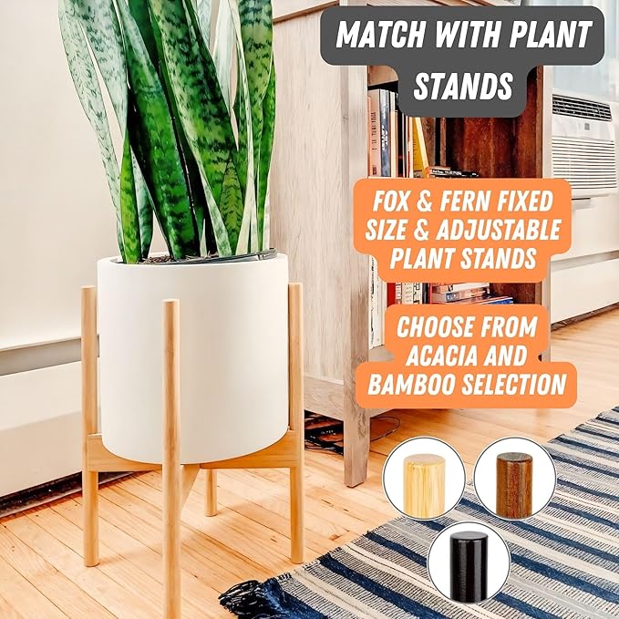 Fox & Fern Plant Pot, Large Plant Pots for Indoor & Outdoor, UV & Frost Resistant Plant Vase with Drainage Plug, Fiberstone, Large Indoor Pots for Plants & Flowers, House Indoor Plant Pot, Single Pot