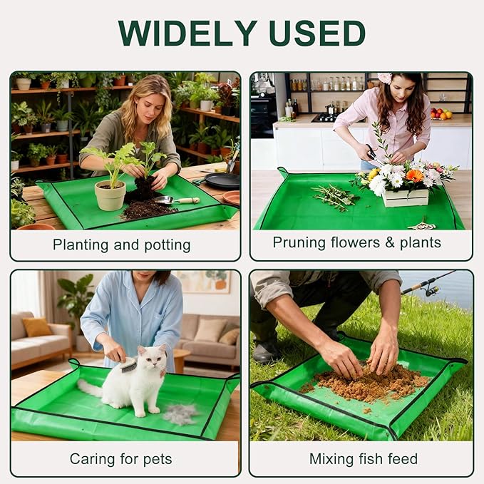 39.5"x29.5" Super Thick Repotting Mat for Indoor Plants - Tear-Resistant, Foldable, Double-Sided Waterproof Potting Mat for Mess-Free Indoor Gardening