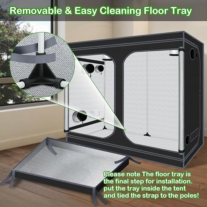 Grow Tents 96"x48"x78" High Reflective Grow Tent Indoor Grow Room for Planting Fruit Flower Veg with Removable Water-Proof Floor Tray 8x4