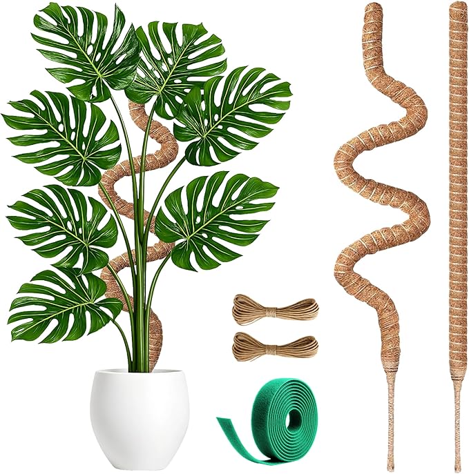 2 Pack 48 Inch Moss Pole for Plants Monstera, Tall Moss Poles for Climbing Plants Monstera, Handmade Coco Coir Plant Pole, Plant Support for Plant Grow