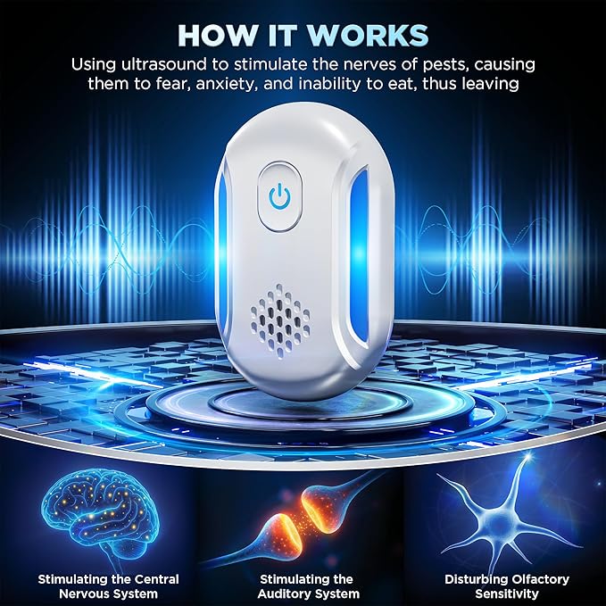 (2026 Upgraded) Ultrasonic Rodent & Pest Indoor Repeller - Stronger Driving Force, Repellent for Mouse, Mice, Rats, Roaches, Ants, Spiders, Bugs, Home Plug-in Device, 2 Mode Switching (6 Pack)
