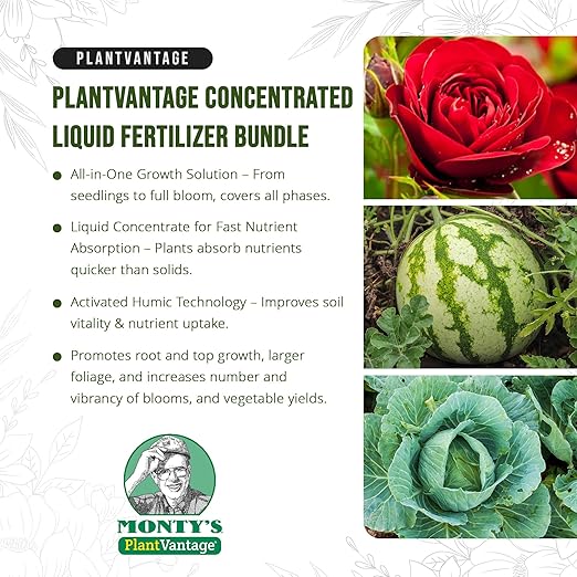 PlantVantage Concentrated Plant Fertilizer Bundle – Liquid Plant Food for Strong Roots, Stems and Larger Leaves – Root & Bloom, Indoor/Outdoor, Premium Growth and Soil Conditioner – 4-Pack, 8 oz Each