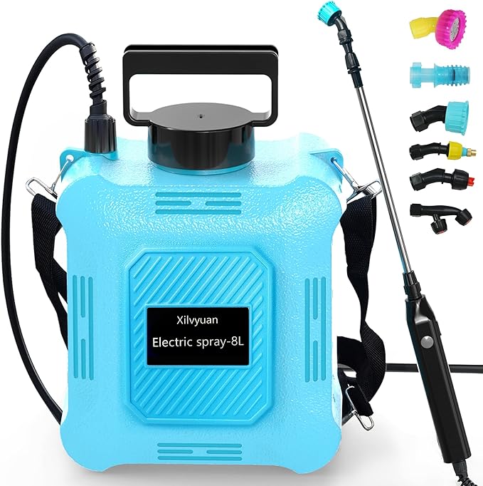 Battery Powered Sprayer 2 Gallon Garden Sprayer, Advance Electric Sprayer with 2 Adjustable Speed, 6 Mist Nozzles, USB Rechargeable with for Yard Lawn Garden (2 Gallon)