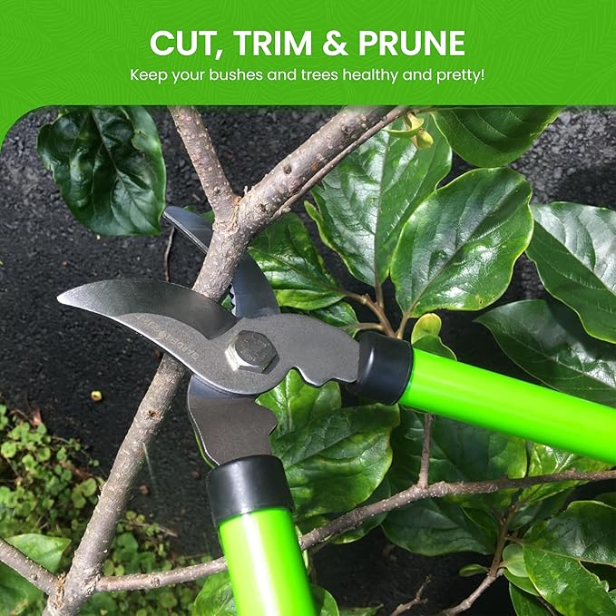 GARDEN GURU Bypass Loppers Tree Trimmer Clipper – Compact 15-inch High Carbon Steel Blade Gardening Loppers Pruning Shear Comfort Grip Handles Heavy Duty Branch Cutter Thick Branches w Ease (4 Pack)